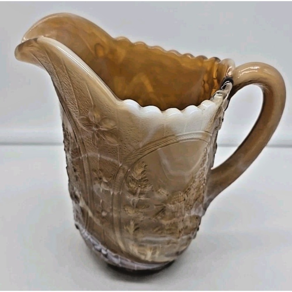 Vintage Imperial Ruby‎ Glass Caramel Slag Embossed Windmill Pitcher